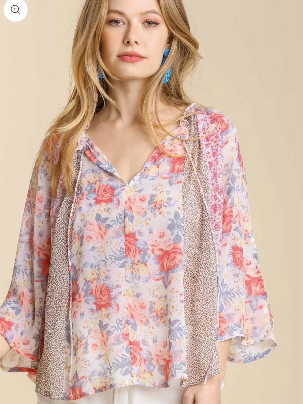 Umgee Floral Boho Chic Cape Blouse Size M NWT